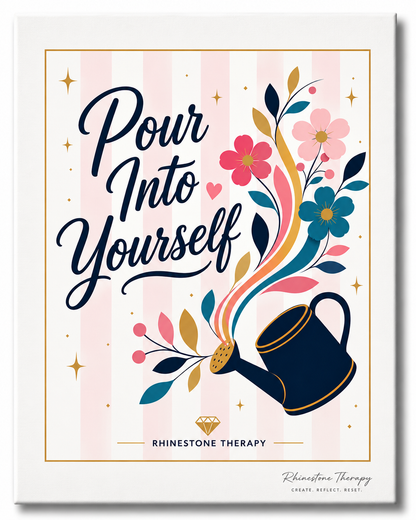 Pour into Yourself inspirational rhinestone art canvas