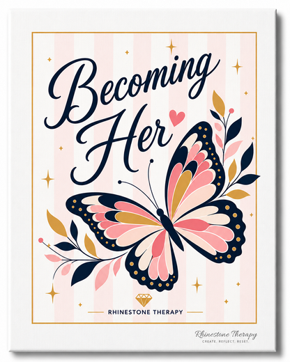 Becoming Her inspirational rhinestone art canvas