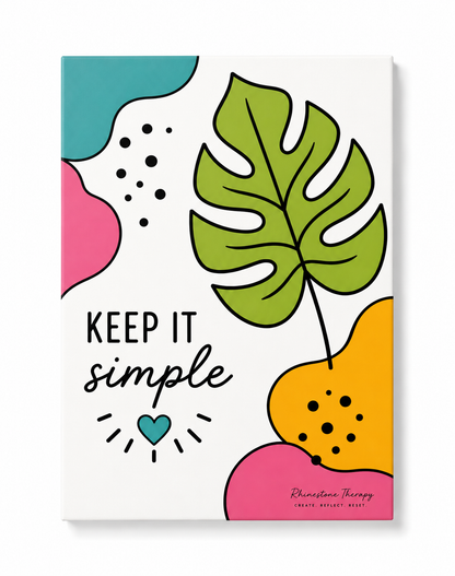 Keep It Simple inspirational rhinestone art canvas