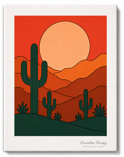 Desert Solace sunset desert rhinestone art canvas
