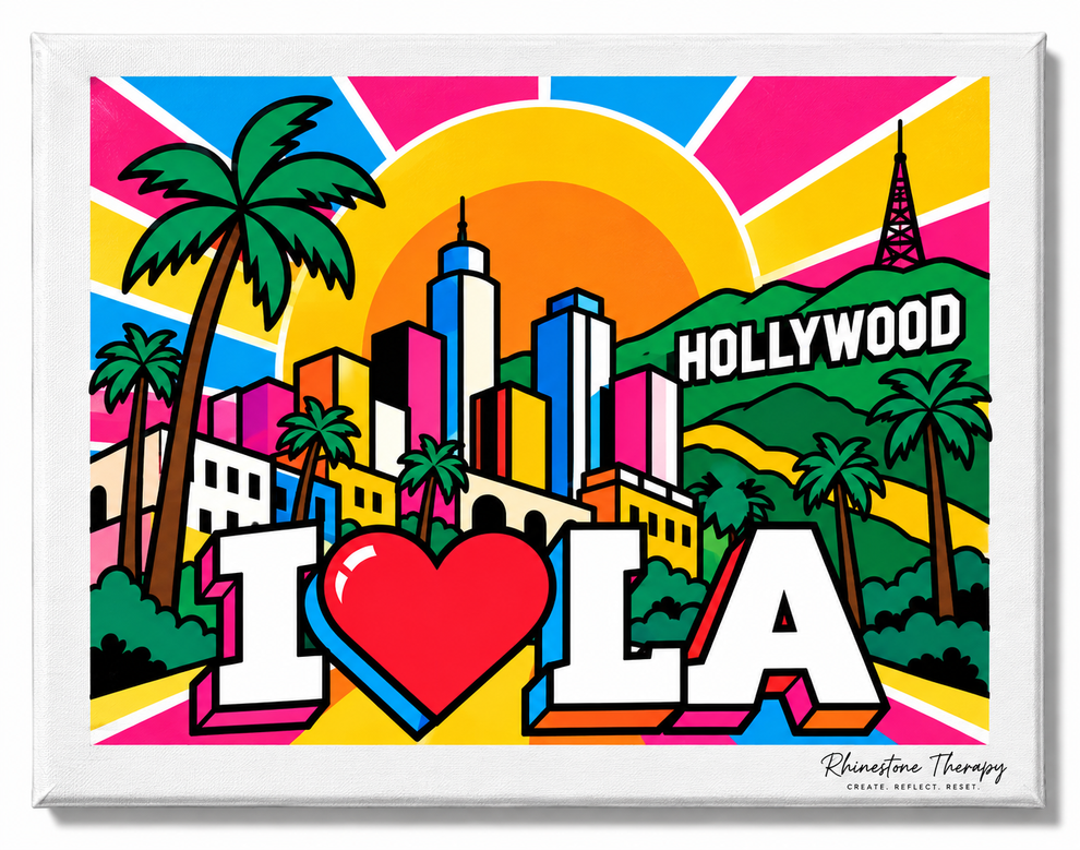I Love LA Rhinestone Canvas | Rhinestone Therapy